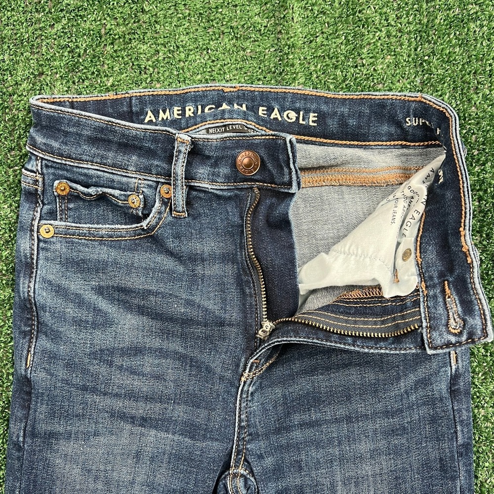 American Eagle Jeans Women's Size 00 23x30" Blue Super Hi-Rise Flare  Stretch - Picture 3 of 9